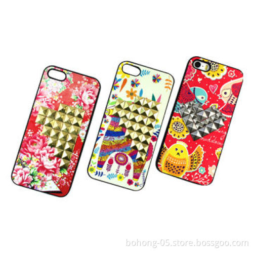 PC case with pasted aluminum rivets, printed with pictures, designed for iPhone 5s